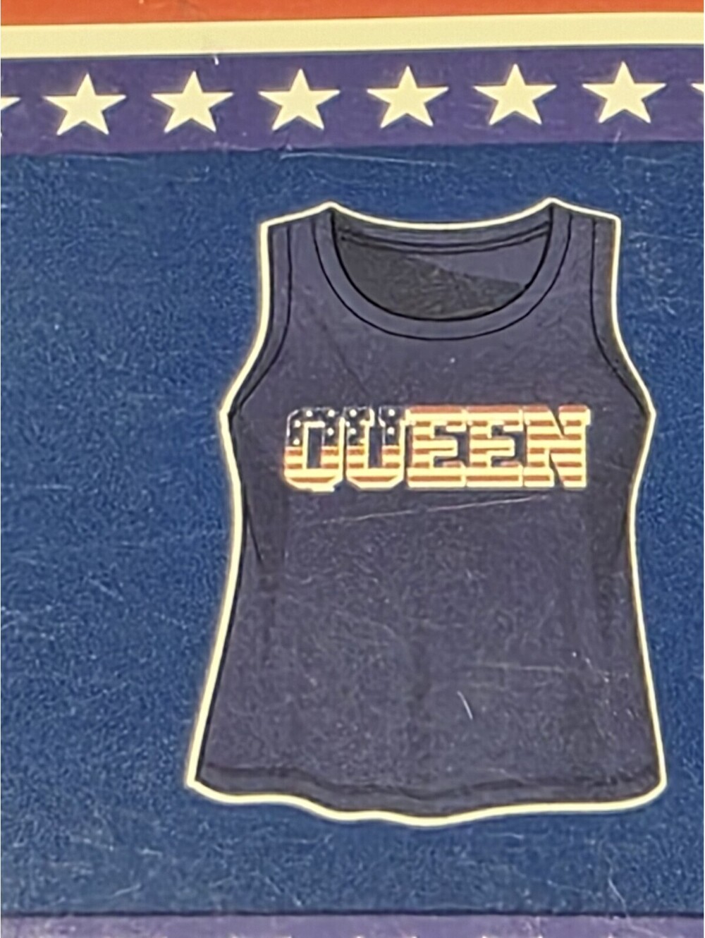 Women's Navy Blue Queen Printed American Tank Top Shirt, Size Large.